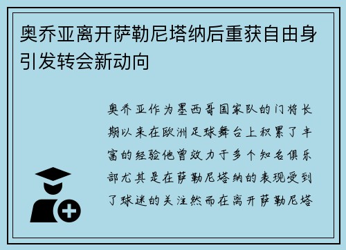 奥乔亚离开萨勒尼塔纳后重获自由身引发转会新动向